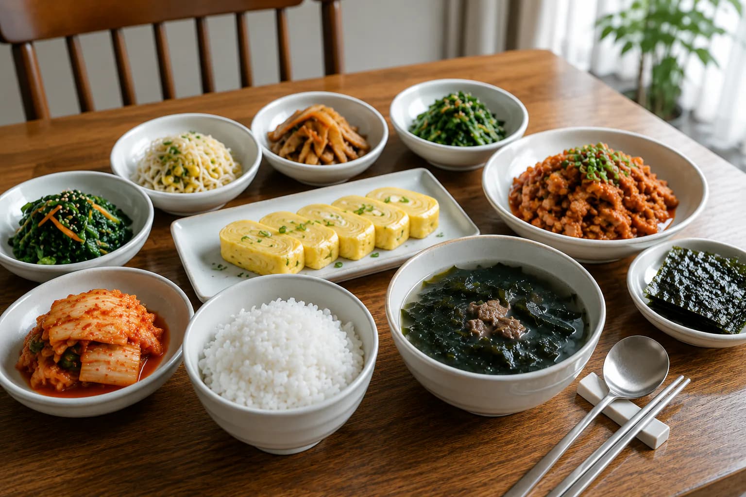 A Korean meal with rice, soup and side dishes, illustrating the cultural meaning of asking “Have you eaten?” in Korea.