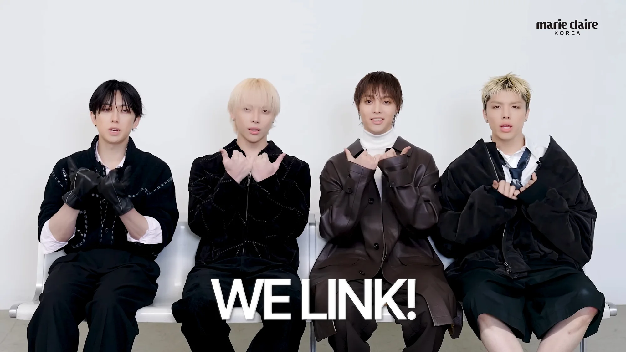 Four members of &TEAM in a December 2025 Marie Claire Korea video