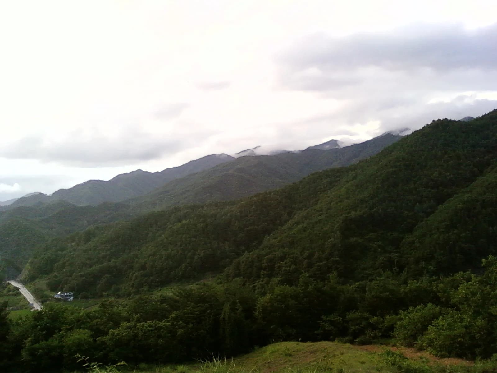 A green mountain ridge of Minjujisan seen from Muju
